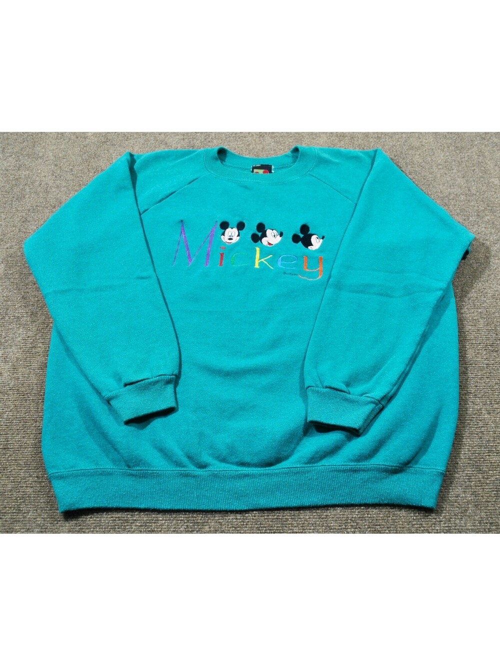 Mickey Mouse Disney 90s World Land Vintage Blue Crewneck Sweatshirt Size Medium